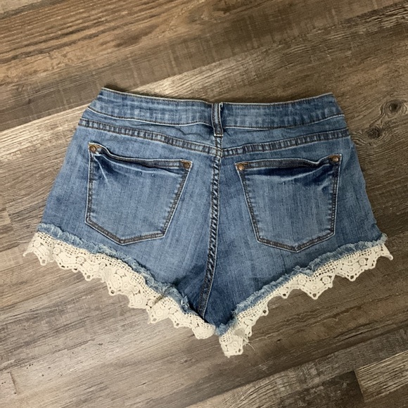 Jean Shorts with Lace Detail - Size Medium IUC - Picture 2 of 2